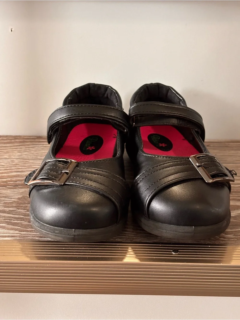 Girls Petalia Black Mary Jane Dress Shoes with Buckle Strap